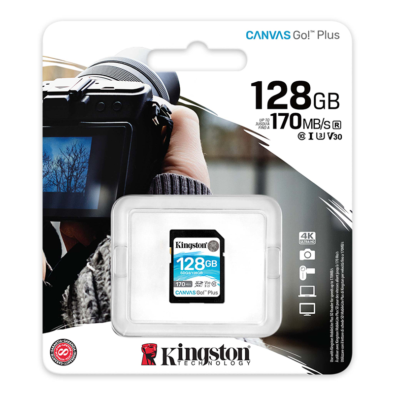 Memoria Kingston Canvas Go! Plus SDXC 128GB UHS-I U3 Clase 10 V30