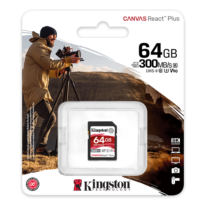 Memoria Kingston Canvas React Plus SDXC 64GB UHS-II U3 Clase 10 V90